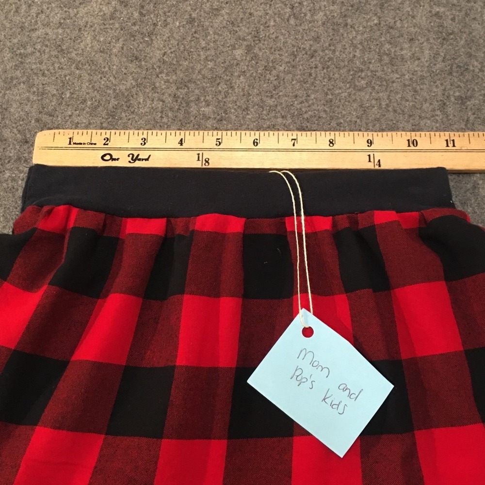 Skirt Flannel Girls M 8 Maxi Red Buffalo Plaid Ruffle Tier Mom and Pop's Kids - Picture 8 of 10